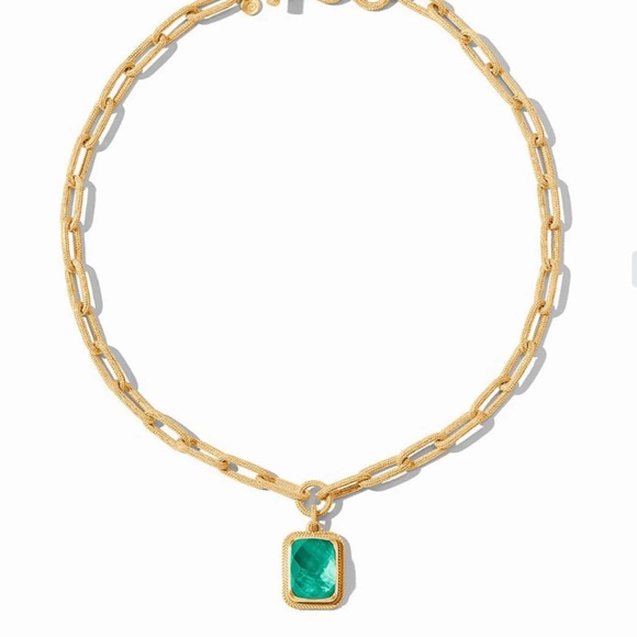 Julie Vos Gold and Green Necklace with Emerald Pendant